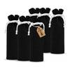 LFH Reusable Cotton Rich Wine Bags with Drawstring Closure | Wine Bottle Gift Bags for Wine | Eco-Friendly Reusable Bottle Gift Bag for Holidays & Parties | Pack of 6 | 6x14 Inches | Black view 1