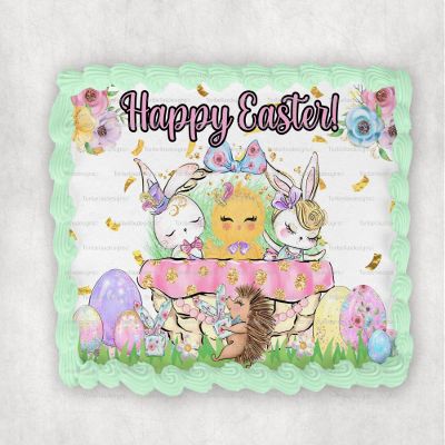 Happy Easter Design Edible Image Cake Topper Edible Cake Topper Frosting Sheet Icing Paper Cake Decoration Edible Cake Sticker Decal-04