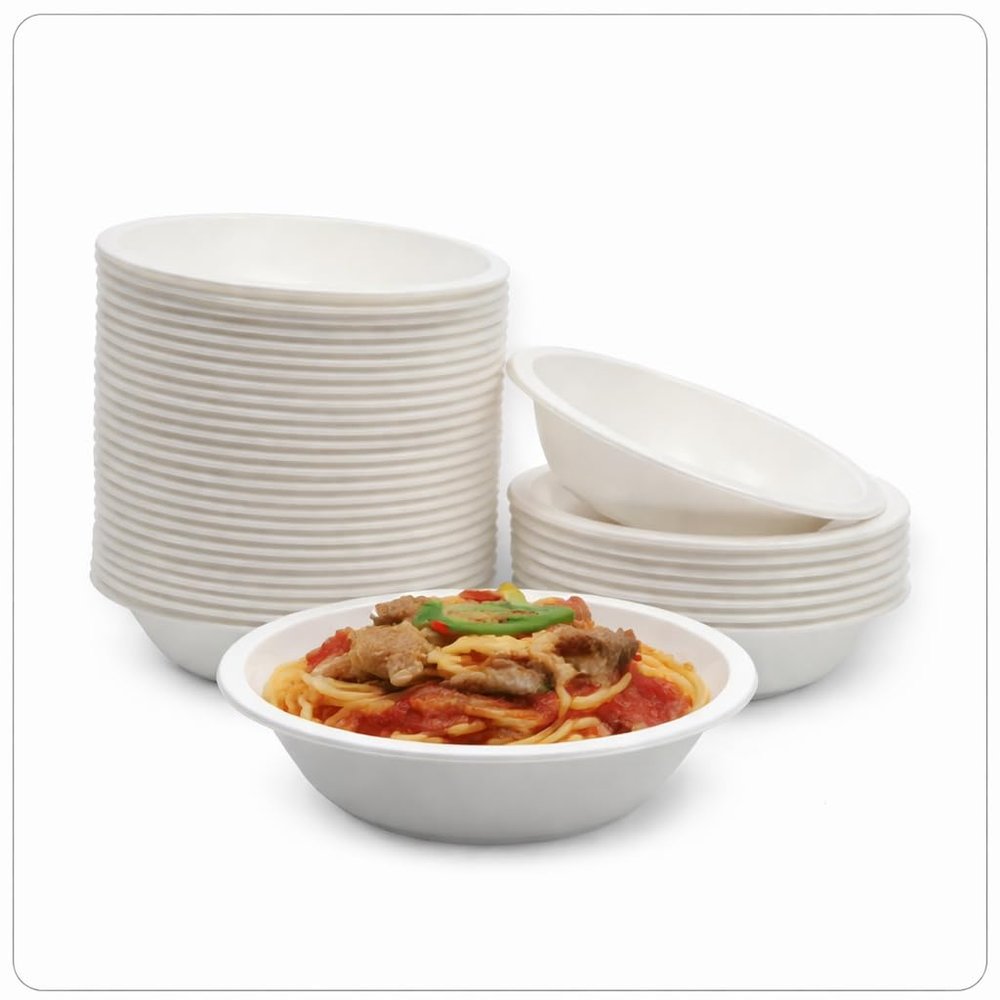 ProTakeOut Bagasse Noodle Bowls, Compostable Disposable Food Containers, Round & Square Bowls, Multiple Sizes and Pack Counts Available (30, 32 oz Round)