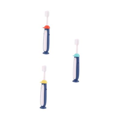 GLSTOY 3pcs Toothbrush Set Soft Bristle Cartoon Teeth Brush for Oral Care Training 3-12 Years Old Light Blue Yellow Red Random Color
