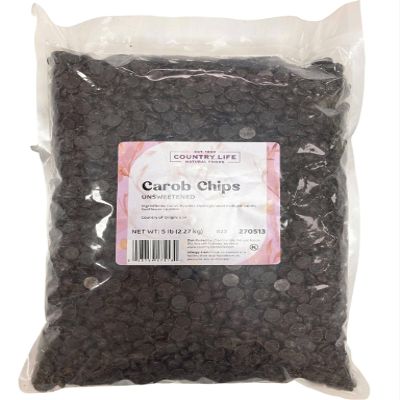 Unsweetened Carob Chips - No Added Sugar, No Caffeine - Chocolate Alternative Baking - Vegan Dairy-Free (25 LB)
