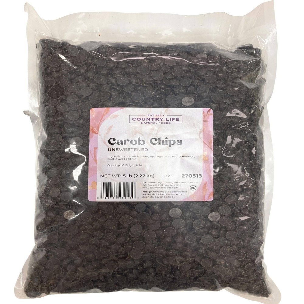 Unsweetened Carob Chips - No Added Sugar, No Caffeine - Chocolate Alternative Baking - Vegan Dairy-Free (25 LB)