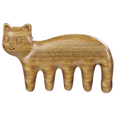 DECHOUS Cat-Shaped Wooden Scalp Massager Comb for Head Acupoint Massage, Cute Cat Design Sandalwood Material, Full Body Relaxation Tool for Stress Relief and Scalp Care