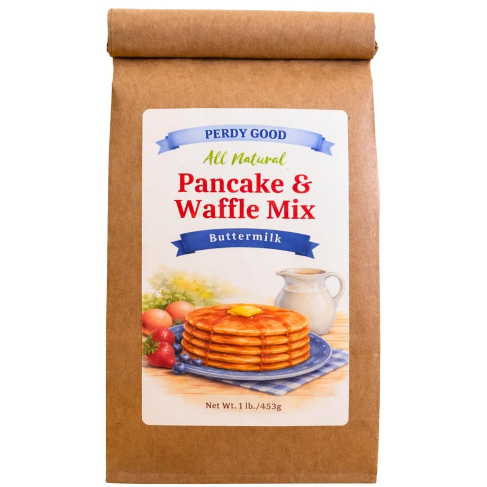 Buttermilk Pancake Mix & Waffle Mix All Natural, Just Add Water, Easy Breakfast, No Preservatives, Fluffy Pancakes, Crispy Waffles, Homemade Taste, 16 oz Perdy Good New England Cupboard