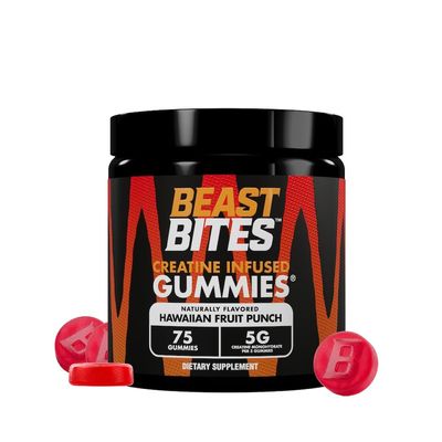 BEAST BITES Creatine Infused Gummies - 5g Creatine Monohydrate Per Serving - NSF Certified for Sport, Clean Label Project Certified (75 Gummies, Hawaiian Fruit Punch)