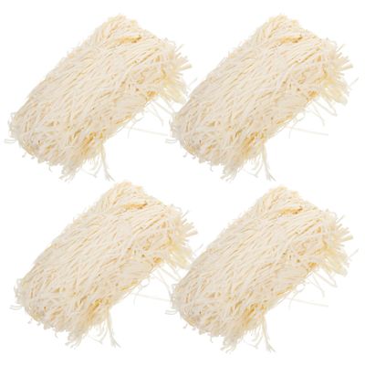 AMUSLESUR Natural Raffia Paper Shred Filler for Box Filling, 4pcs 100g Cream Crinkle Tissue Paper for Basket and Party Decoration, Wedding and Holiday Wrapping Supplies