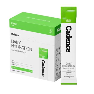 Cadence Sachets Daily Citrus- Carton (5g x 30) Science-Backed Hydration | Electrolyte Formula | Vegan, Keto & Paleo Friendly | Sodium, Potassium & Magnesium for Performance & Recovery