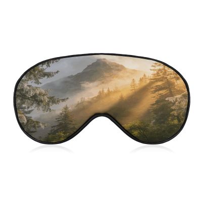 Misty Forest Mountain Sleep Mask Block Light Eye Sleep Shade Cover Comfortable Lightweight Sleeping Blindfold Soft Breathable Night Eye Cover Adjustable Band Eye Mask for Men Women