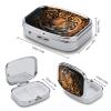 Black & Brown Leopard Pill Case 2 Compartments Travel Pill Organizer for Pocket Small Pill Box Portable Pill Container Metal Medication Holder to Hold Vitamin Fish Oil Supplement view 2