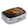 Black & Brown Leopard Pill Case 2 Compartments Travel Pill Organizer for Pocket Small Pill Box Portable Pill Container Metal Medication Holder to Hold Vitamin Fish Oil Supplement view 3