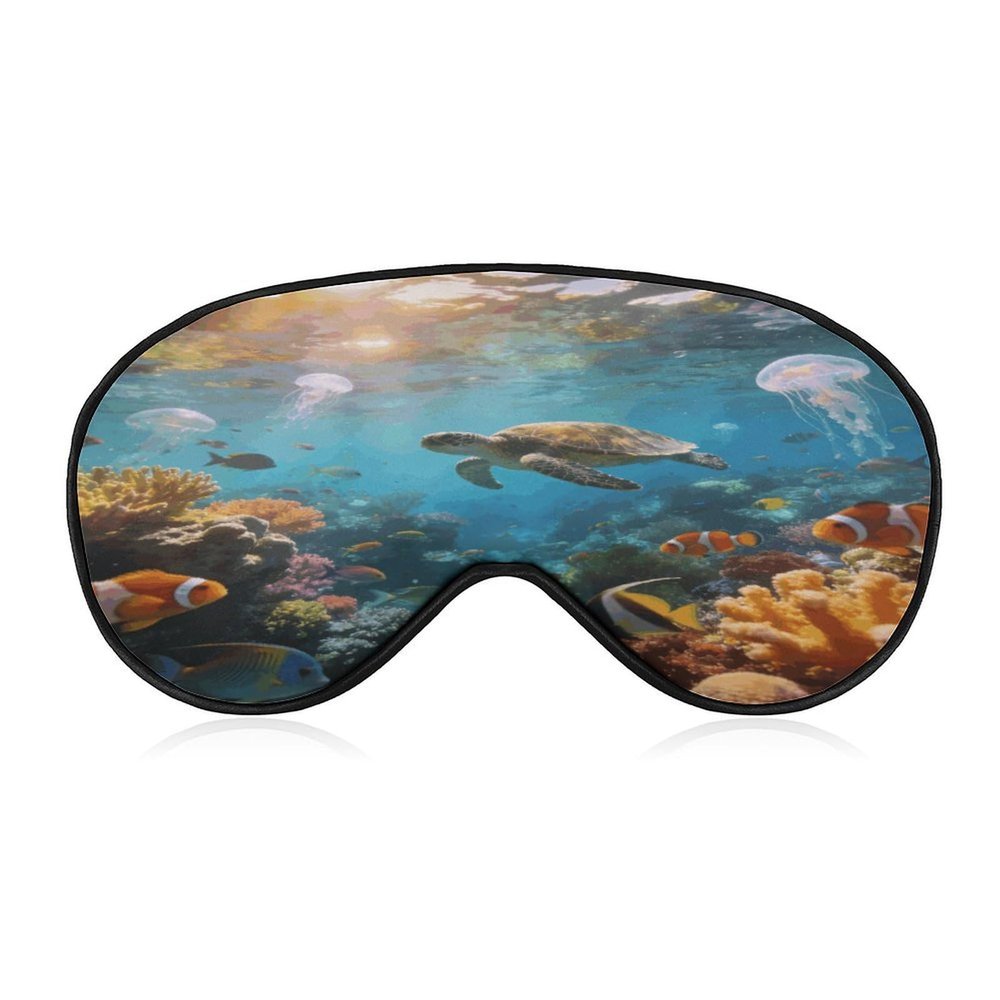 Underwater World Sleep Mask Block Light Eye Sleep Shade Cover Comfortable Lightweight Sleeping Blindfold Soft Breathable Night Eye Cover Adjustable Band Eye Mask for Men Women