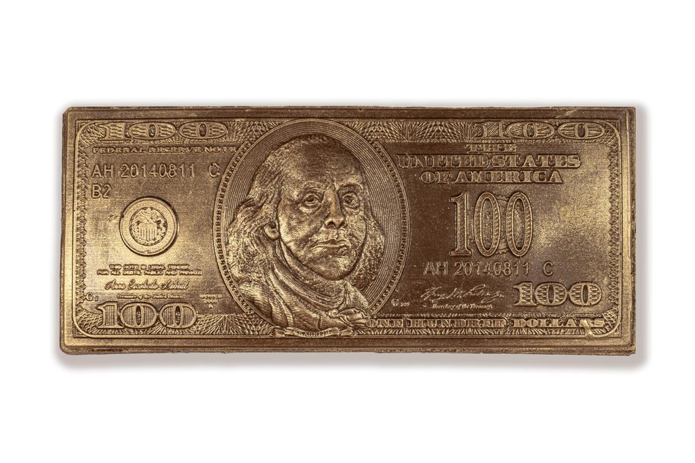 $100 Chocolate Bill Bar Life-Size Edible Gold Money Milk Chocolate Easter & Fathers Day Gift for Men Realistic Chocolate Money Bar Luxury Business Gift Idea