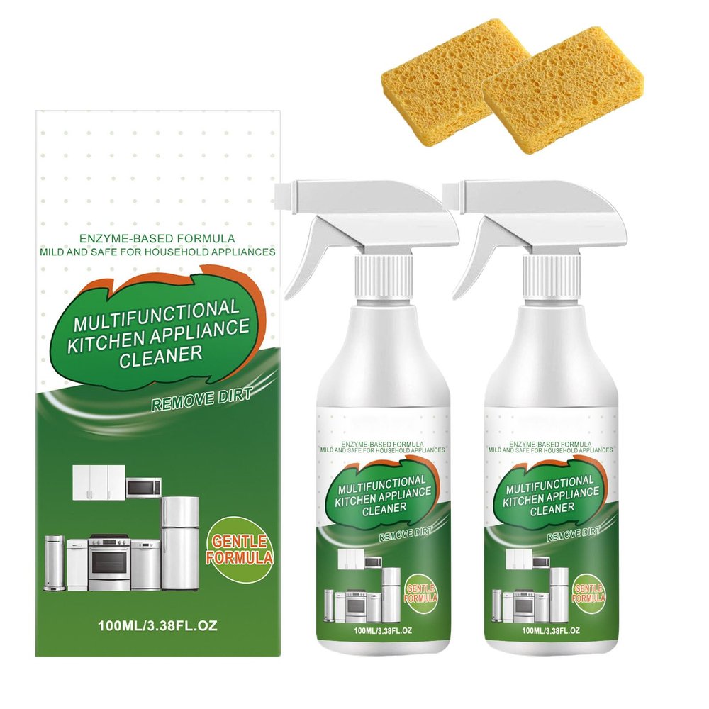 Multi-Purpose Enzyme Foam Cleaner, 2026 New Powerful Spray Multifunctional Kitchen Appliance Cleaner, 3.38 oz Heavy Duty Kitchen Degreaser Spray for Countertops, Stoves & Sinks (2pcs)