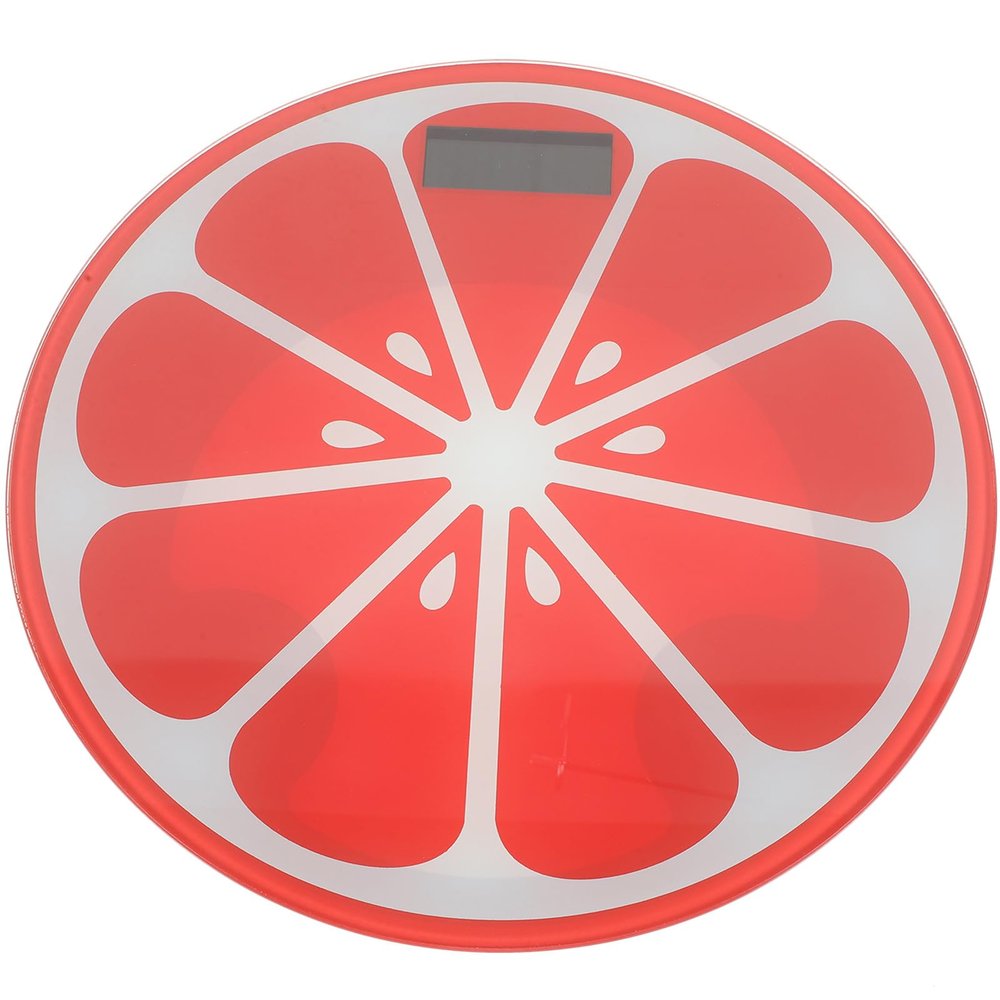Adorainbow Digital Watermelon-Shaped Portable Weight Managing Scale with Tempered Glass Platform, Mini Round Household Non-Skid Digital Bathroom Scale for Accurate Body Weight Monitoring