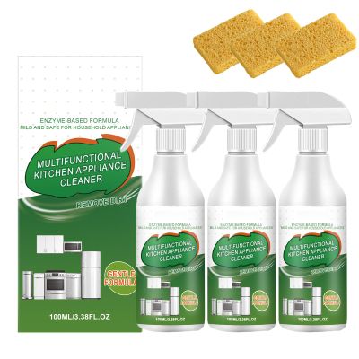 Multi-Purpose Enzyme Foam Cleaner, 2026 New Powerful Spray Multifunctional Kitchen Appliance Cleaner, 3.38 oz Heavy Duty Kitchen Degreaser Spray for Countertops, Stoves & Sinks (3pcs)