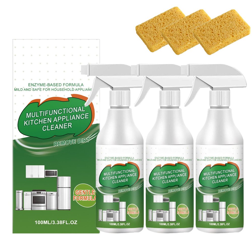 Multi-Purpose Enzyme Foam Cleaner, 2026 New Powerful Spray Multifunctional Kitchen Appliance Cleaner, 3.38 oz Heavy Duty Kitchen Degreaser Spray for Countertops, Stoves & Sinks (3pcs)