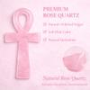 Crystal Ankh Cross Decor 10cm/3.94in, Polished Stone Egyptian Symbol Figurine for Home Altar Shelf Desk, Clear Quartz Strawberry Quartz Rose Quartz Amethyst Gift(Rose Quartz) view 2
