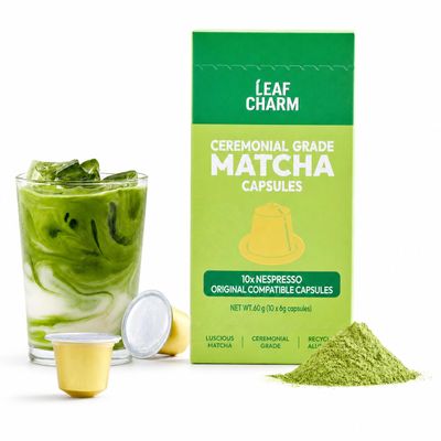 LeafCharm Matcha Capsules for Iced Latte, Original Line, 10 Count