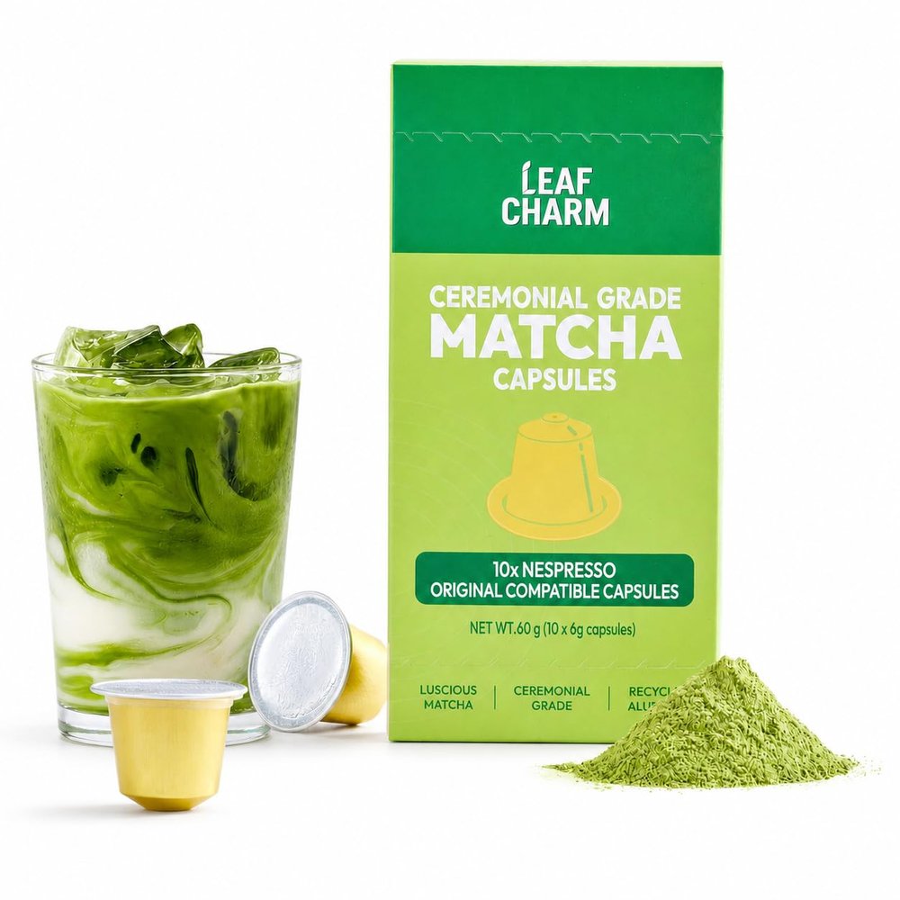 LeafCharm Matcha Capsules for Iced Latte, Original Line, 10 Count
