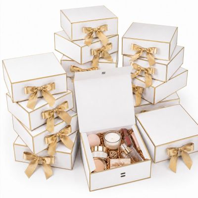 Joyvera 12Pack Gift Boxes with Lids, 6.56.52 Inch White Small Gift Box with Ribbon,Elegant Bridesmaid Box for Wedding, Graduation, Birthday, Christmas, Presents,Party Favors