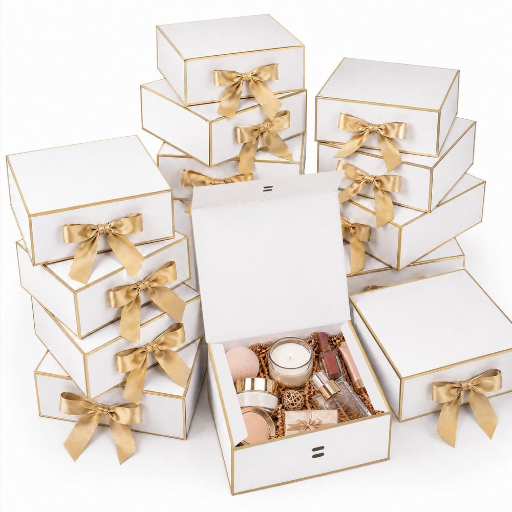 Joyvera 12Pack Gift Boxes with Lids, 6.56.52 Inch White Small Gift Box with Ribbon,Elegant Bridesmaid Box for Wedding, Graduation, Birthday, Christmas, Presents,Party Favors
