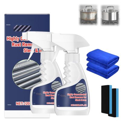 2Pcs Rust Remover,Highly Concentrated Steel Rust Remover, Heavy Duty Rust Removal For Metal,Removedor De Spray For Metal, Tools, Stainless Steel, Automotive Parts,Fast Acting Rust