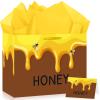 Honey Bee Gift Bag with Tissue Paper and Greeting Card Cartoon Bee Birthday Baby Shower Party Favor Bags Yellow Sweet Honeypot Bumble Gift Wrapping Paper Bags for Baby Shower Birthday Party Supplies view 1