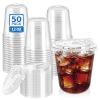 LIKAJON 50 Pack 12 oz Clear Plastic Iced Coffee Cups with Sip Lids view 1