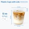 LIKAJON 50 Pack 12 oz Clear Plastic Iced Coffee Cups with Sip Lids view 2