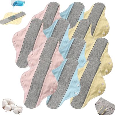 2026 Upgraded Graphene Reusable Incontinence Pads for Women, Ultra Thin Velour Pads Incontinence, Absorbent Feel Dry, Comfortable, Reusable Leak-Proof Washable Incontinence Pads (12pc)