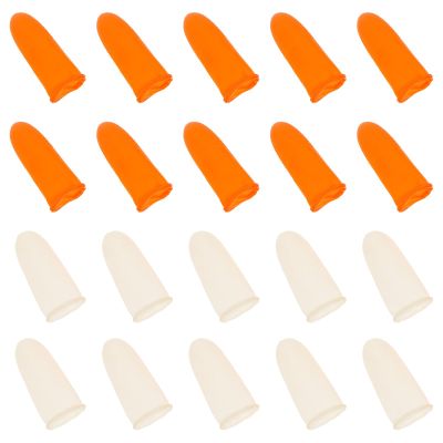 MUCKLILY 200pcs Non-Slip Thickened Latex Finger Sleeves Protective Covers for Counting Money and Agricultural Labor, Sturdy Fingertip Guards in Orange and White
