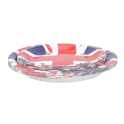 RUNROTOO Union Jack Paper Plates 32pcs (7" 9") Disposable Party Paper Food Plates for British Flag Themed Events and Celebrations