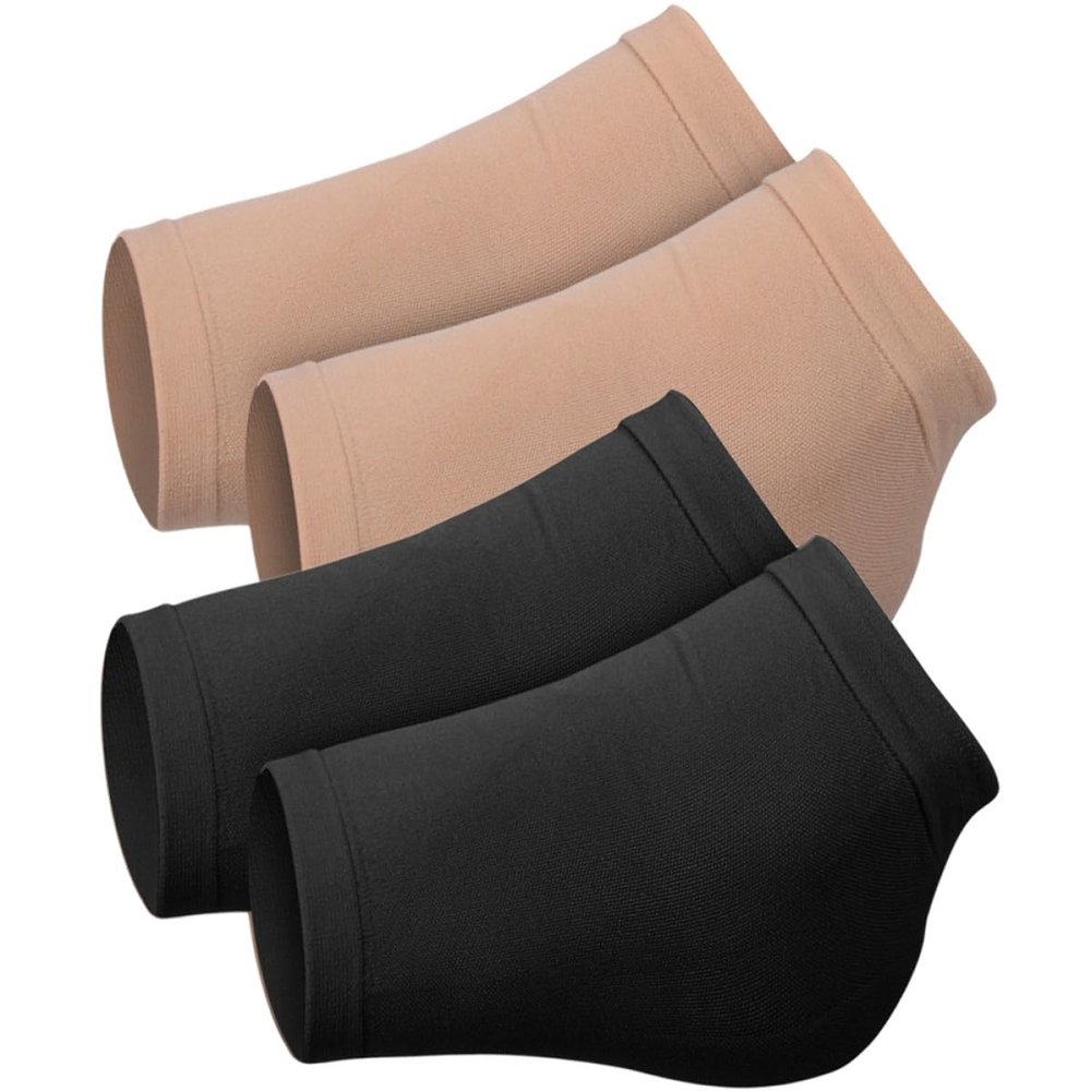 DRESSOOS 2 Pairs Silicone Toeless Heel Socks for Dry Cracked Feet Reusable Breathable Foot Sleeves Elastic Support for Men and Women