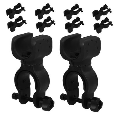 10pcs Universal Cane Holder and Handlebar Light Mount for Wheelchair Walker Mobility Scooter Accessories, 360 Rotating Flashlight Clip Compatible with Electric Wheelchair