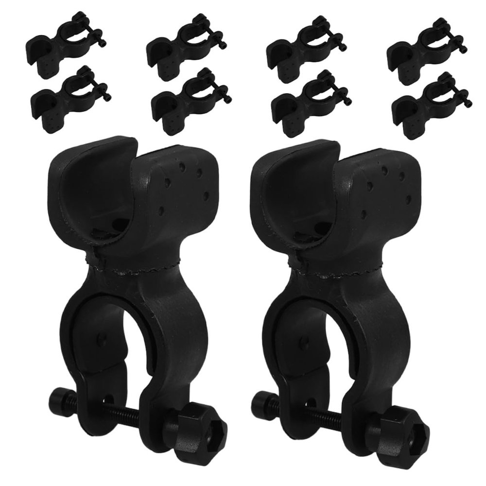 10pcs Universal Cane Holder and Handlebar Light Mount for Wheelchair Walker Mobility Scooter Accessories, 360 Rotating Flashlight Clip Compatible with Electric Wheelchair