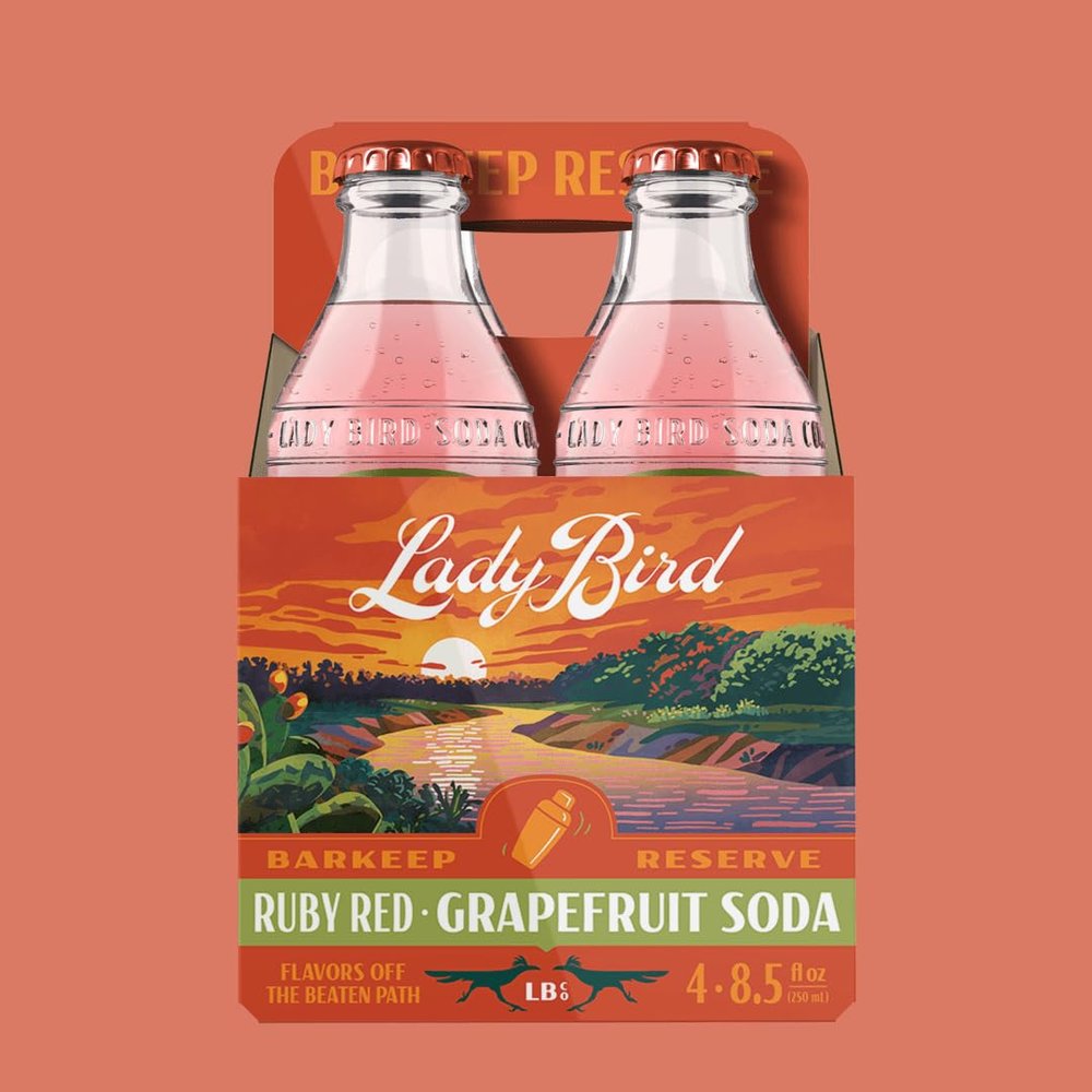 Lady Bird Ruby Red Grapefruit Soda 4 Pack 34 fl oz (Pack of 6)