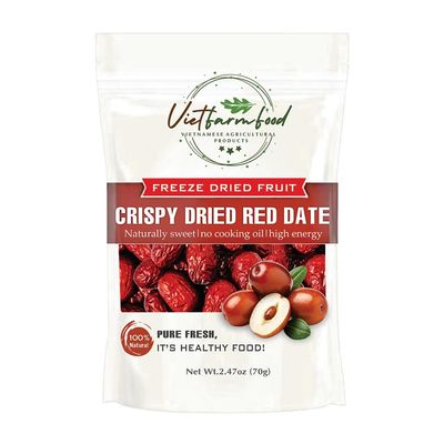 CRISPY DRIED JUJUBE 2.47 oz (70g) VIETFARMFOOD: Freeze-dried, no sugar added, naturally sweet. Pure and crunchy. Great for snacking, tea, desserts, or gifting