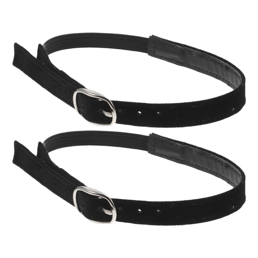 BCOATH 2 Pairs Elastic Anti-skid Heel Straps with Adjustable Pearl Buckle for Womens High Heels Stretchy U-shaped Shoe Laces Comfortable Walking Strap Black Velvet