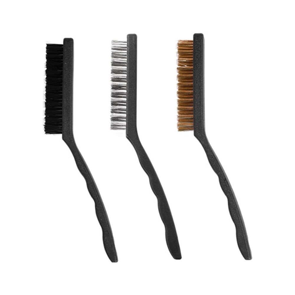 CHILDWEET Kitchen Grease Cleaning Brush Set 3pcs Steel Wire Cooktop Scrubber with Handle for Range Hood and Stove Gap Cleaning