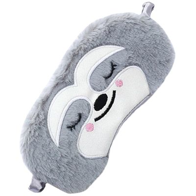 ibasenice Gray Monkey Sleeping Mask Plush Travel Sleep Eye Mask Cute Light Blocking for Nap and Night Use