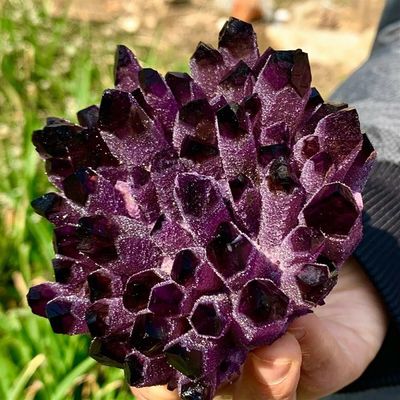 Amethyst Violet Ghost Phantom Quartz Crystal Cluster Pray Home Decor degaussing (Size : 410-500g)