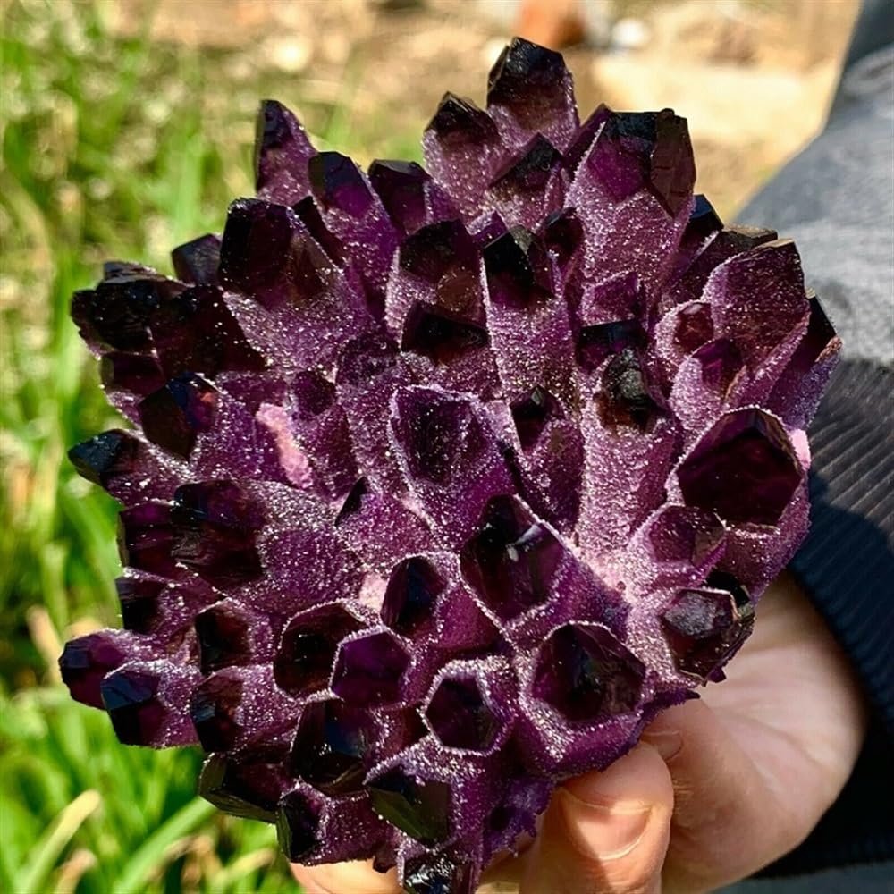 Amethyst Violet Ghost Phantom Quartz Crystal Cluster Pray Home Decor degaussing (Size : 410-500g)