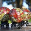 Phhpproo 1 pcs Natural Dragon Blood Stone orb Crystal Ball Ornament Polished Mini Gemstone Round Ball Sphere Set, Tumbled Chakra Reiki Crystal Ball Figurine Statue,7~7.5cm view 2