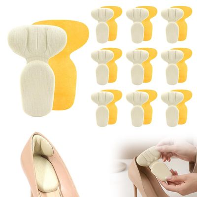 10 Pair Anti-Slip Heel Liners Soft Cushion Heel Protector Pads for Women Men Shoes, Ultra Soothing Heel Protectors for Heel Pain, Heel Slipping, Blisters, Friction (Beige)