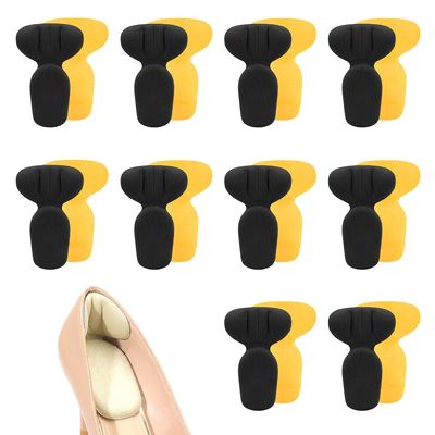 10 Pair Anti-Slip Heel Liners Soft Cushion Heel Protector Pads for Women Men Shoes, Ultra Soothing Heel Protectors for Heel Pain, Heel Slipping, Blisters, Friction (Black)
