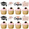 24 Pack 2026 graduation Cupcake Toppers Glitter Diploma Congrats Grad Cap Done Cupcake Picks Class of 2026 Cake Decorations for 2026 Graduation Theme Party Supplies Rose Gold view 1