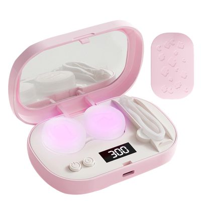 Contact Lens Cleaner Case ABS 10x6.5cm | LCD Display Eye Lens Care Device, Portable Contact Cleaning Machine for Home, Travel, Office, Business Trip, Dormitory and Vacation
