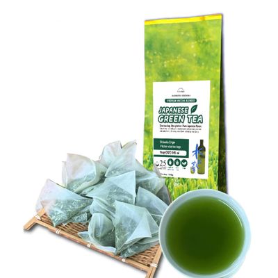 SAJIMOTO TEA Japanese Green Tea Bags Pitcher Size Cold Brew & Hot Brew | Fukamushi Deep-Steamed Sencha with Matcha | Shizuoka Origin | 25 Large Bags (4.4oz / 125g)