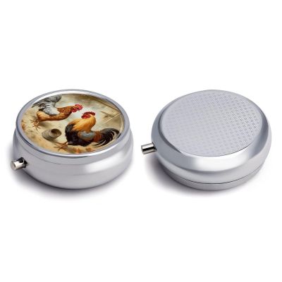 Round Pill Box Pill Box Exquisite Daily Pill Organizer Box with Mirror Portable Compact Medicine Holder for Vitamin, Cod Liver Oil, Supplement