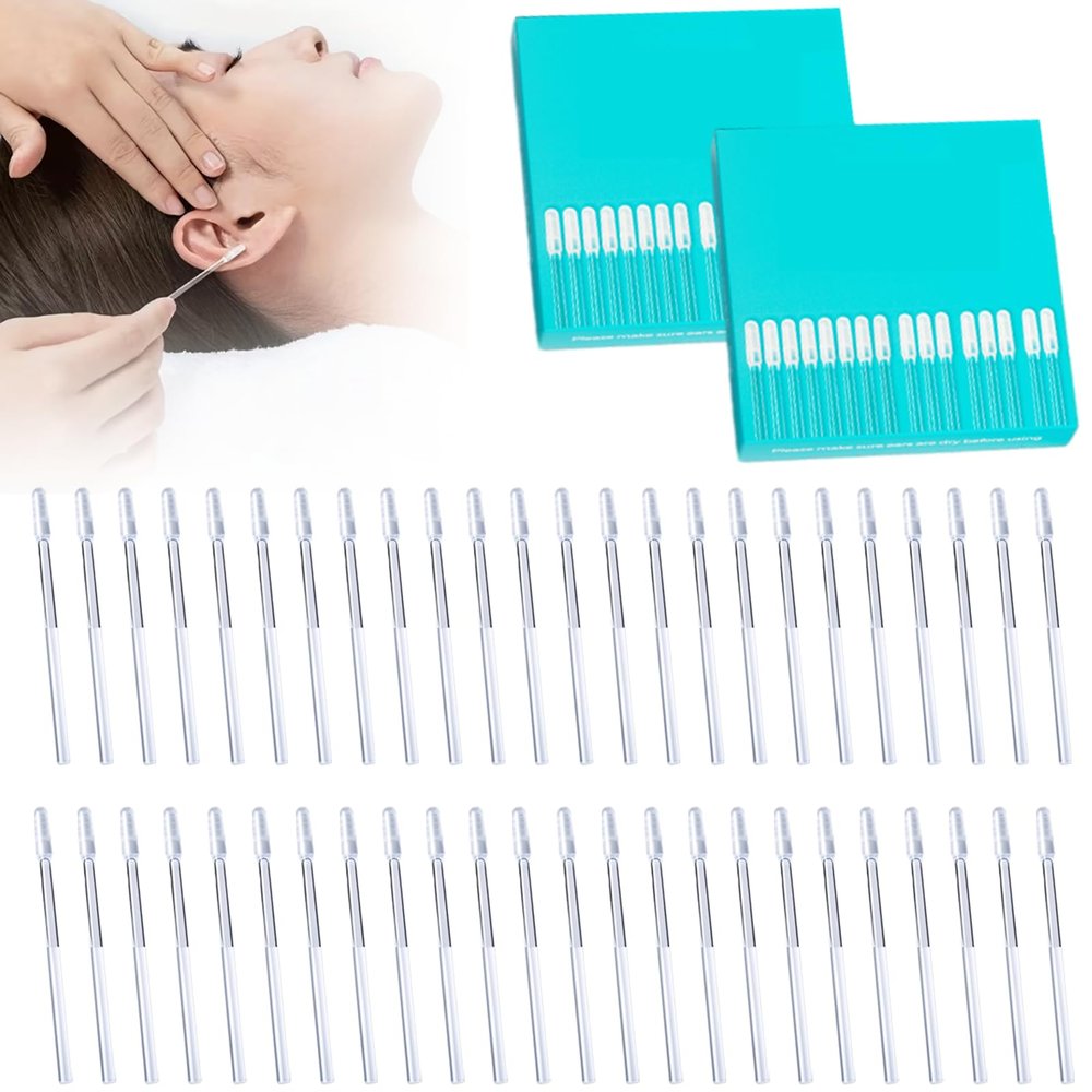 Gentle Ear Cleaning Stick, Earwax Removal Adhesive Swabs, 2026 Upgrade Reusable Sticky Ear Cleaning Stick Soft Head Swabs for Adults Elder (1pack) (2packs)